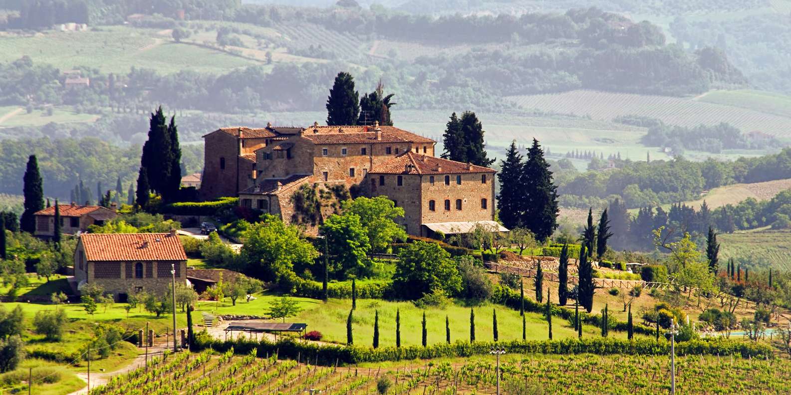 Full-day Chianti Classico excursion — a working wine farm, the medieval villages of Greve and Montefioralle, and a family pasta producer